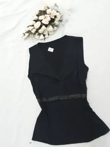 Blusa Túnica Preta Poliéster Feminina