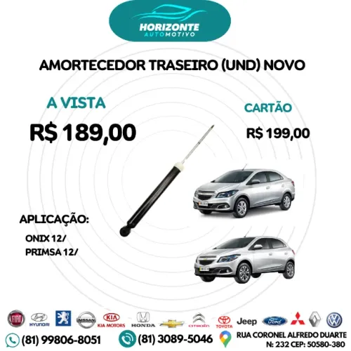 amortecedor traseiro onix prisma 2012/