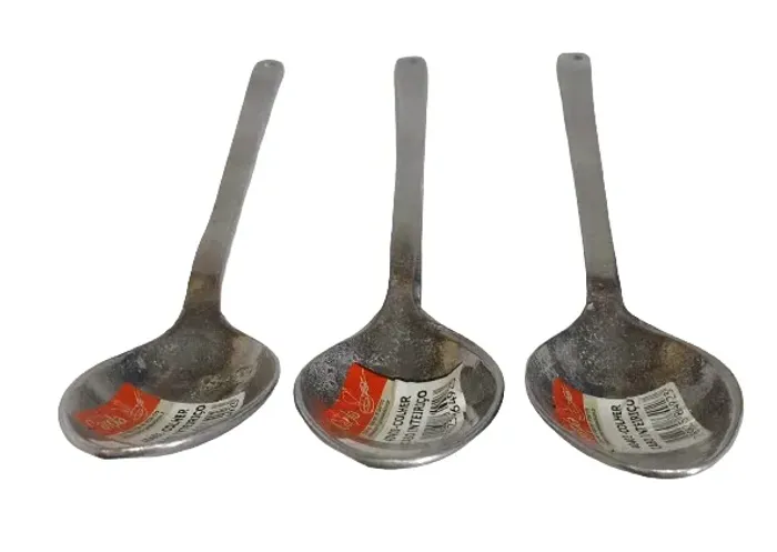 Kit com 3 Colheres grandes p/ servir Alumínio fundido Industrial