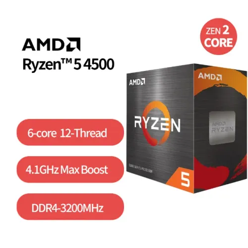 Processador Ryzen 5 4500 3.6GHz (4.1GHz Turbo), 6-Cores 12-Threads, AM4, com Cooler, Novo,