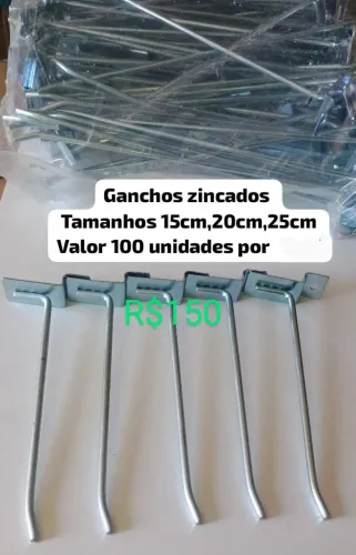 Ganchos Zincados para Exposição - 100 unidades