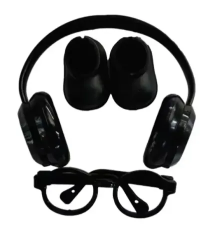 Kit 3 Pçs Labubu Oculos, Sapato E Fone  preto