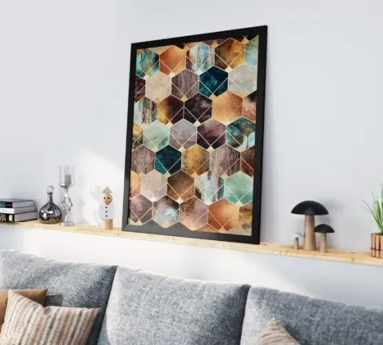 Quadro decorativo geométricos hexágonos 