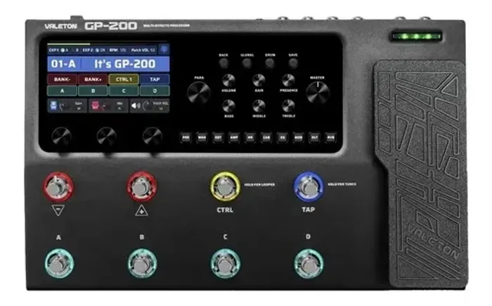 Pedal de efeito Valeton GP-200 Multi-Effects Processador para Baixo, Guitarra Profissional