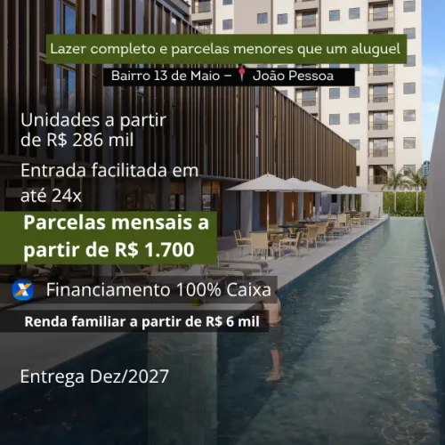 Lançamento  Bairro 13 de Maio- 2/4 286mil entrada em 24x pela construtora