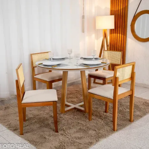 Mesa de Jantar Atlanta 1,20m_4 Cadeiras  Madeira Maciça  Pronta Entrega!!