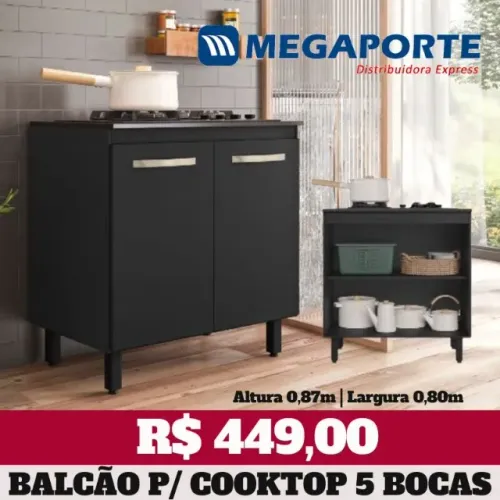 Balcão 2 Portas para Cooktop 4 Bocas (Novo) Entrega Grátis! 