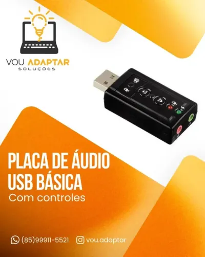 Adaptador Placa de Som Áudio Usb Básica para computador e notebook desktop