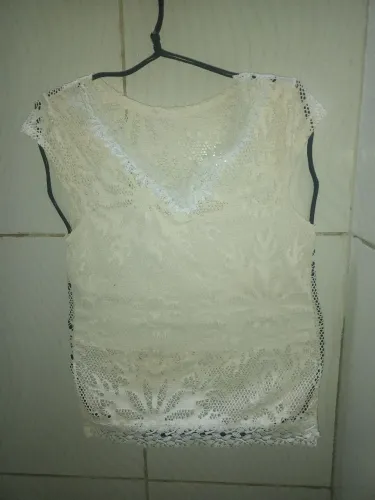 Blusa de Renda Branca Feminino M 