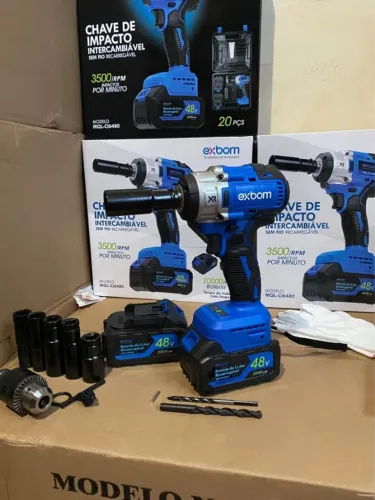 Kit Chave de Impacto 48v Parafusadeira com 2 baterias