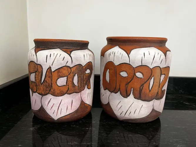 Par de Vasos de Barro Antiguidade 
