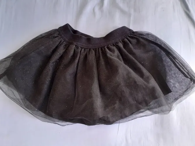 Saia de tule preta com glitter infantil, tamanho 2 anos