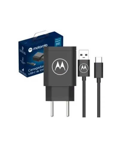 CARREGADOR 1 USB + 1 CABO USB X TIPO-C 10W FAST CHARGE MOTOROLA SJSC47-C SC-47 ORIGINAL