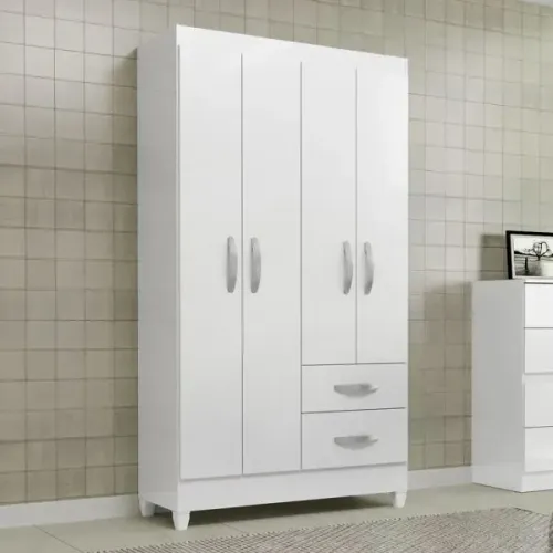 Guarda Roupa de Solteiro 4 Portas 2 Gavetas WS - Monta na Hora