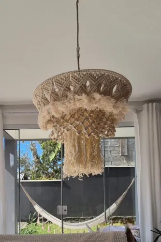 2x Luminaria De Algodão Trançado Em Macramê 