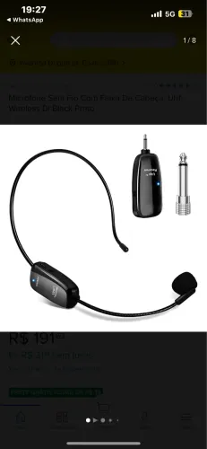 Microfone sem fio com faixa de cabeça 
