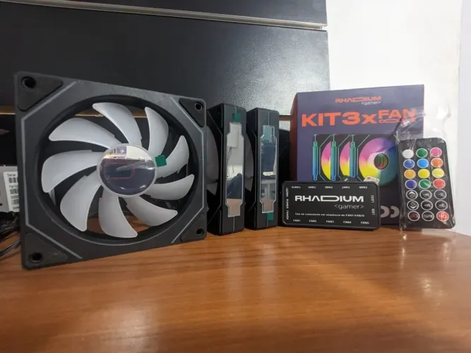 Kit 3 Fans Fundo Infinito + controladora e controle sem fio