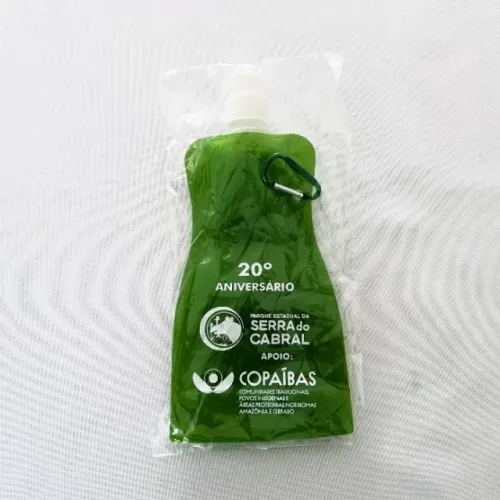 Garrafa de Plástico p/ Água Verde 500 ml Dobrável