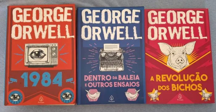 Livros Dentro da Baleia e Outros Ensaios, A Revolução dos Bichos e 1984 de George Orwell
