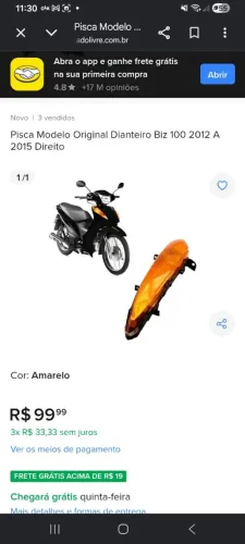 Seta/pisca moto biz 2011 à 2016 nova na caixa ainda