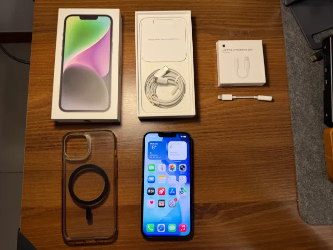 iPhone 14 (EUA - eSIM) Meia-Noite 128GB - Completo!