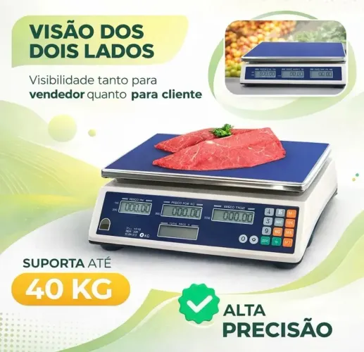 Balança digital de bancada 40 kg - ideal para açougue e Hortifruti