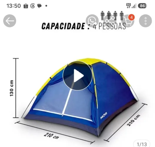 Barraca Iglu 4 Pessoas - Pronta para Camping / Praia