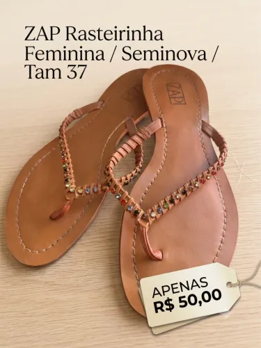 Rasteirinha ZAP, feminina, seminova, tam, 37