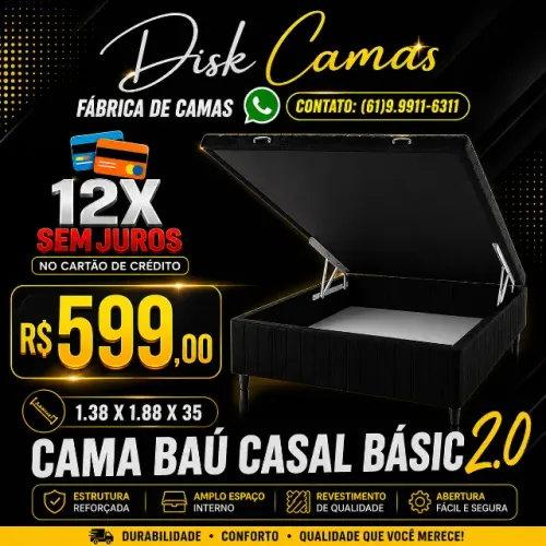 Direto de Fábrica - Cama Baú Casal Basic 2.0. Por apenas R$599,00.