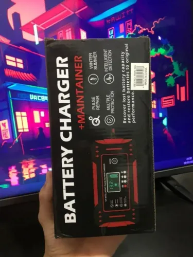 Carregador de bateria automotivo inteligente 12 V - Display Digital Automático Energia