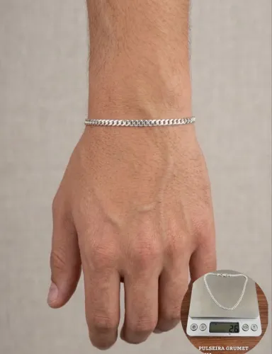 Pulseira masculina Grumet 3mm em prata 925