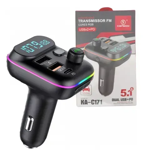 Transmissor FM Bluetooth Veicular Kapbom KA-C171
