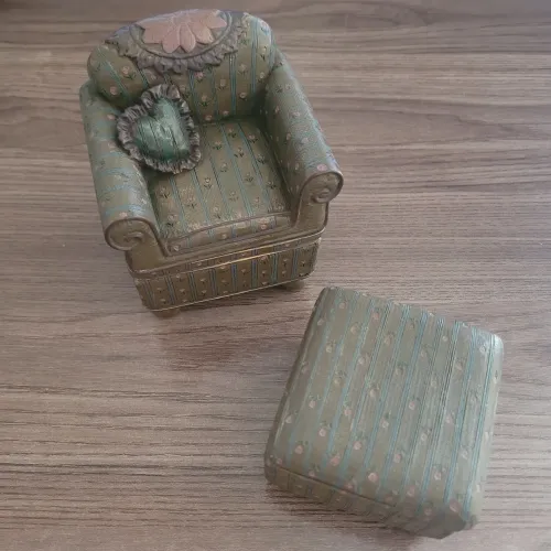 Porta Joias Vintage Poltrona Luiz XV com Puff - Santini Italy Style