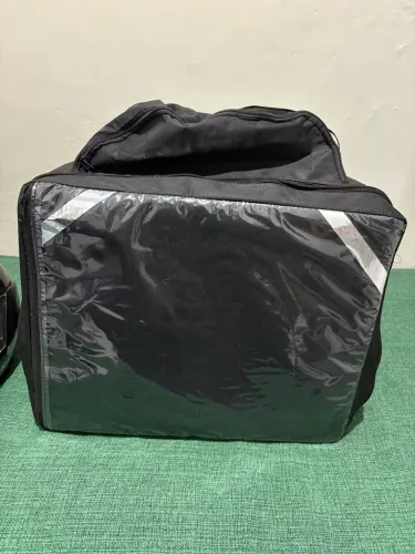 Mochila Bag COM ISOPOR LAMINADO PRETA , Pizza Motoboy Delivery 45 litros Completa