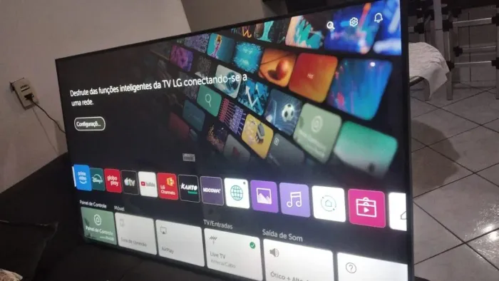 smart TV LG 75 polegadas 4K borda infinita comando de voz com Alex UHD