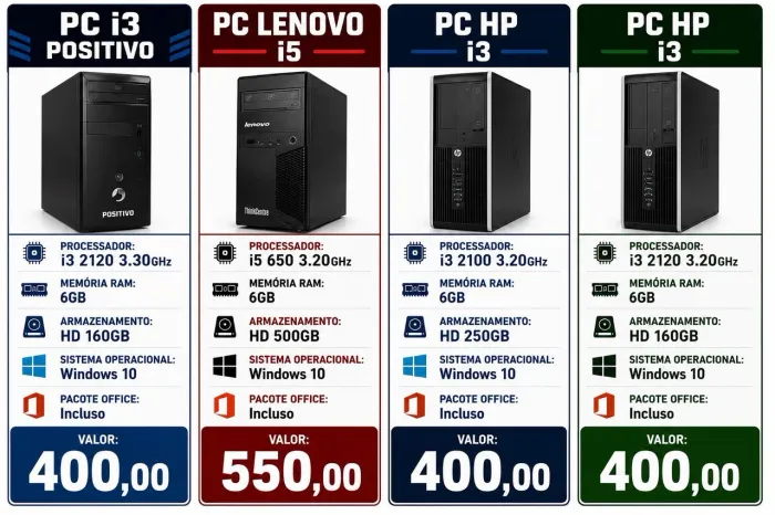 Computadores i5 e i3 baratos