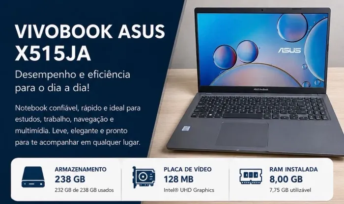 Notebook ASUS VivoBook X515JA - Core i5 / 8GB RAM / SSD