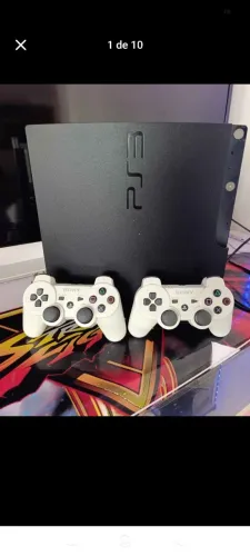 Playstation 3 Slim com 2 controles novos e vários jogos