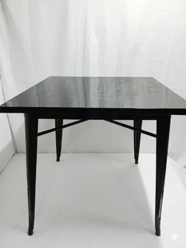 Mesa Design Tolix Metal 80x80cm Cor Preta