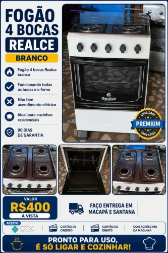Vendo este fogão realce funcionando perfeitamente Acendimento manual chamas fortes 