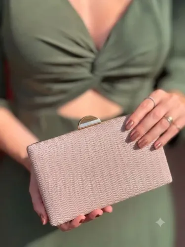 bolsa para casamento Clutch rosê/nude