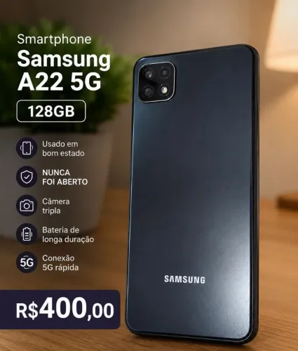 Vendo smartphone Samsung A22 5g 128Gb usado Nunca Aberto