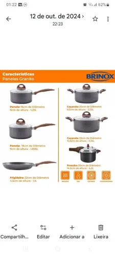 Kit panela indução com panela de pressão brinox cerâmica 