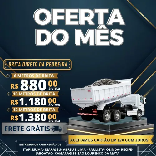 Brita direto da Pedreira com 6,10 e 12 metros frete grátis