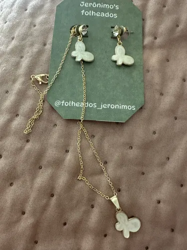 Colar e brinco folheados a ouro 18k
