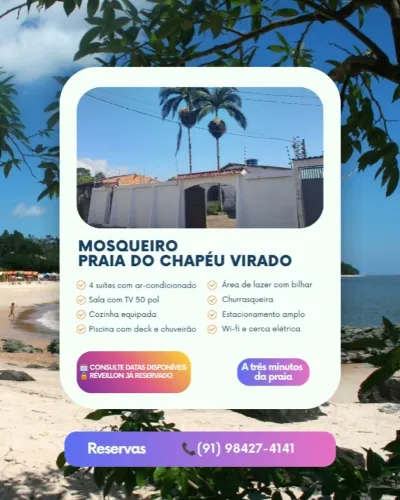 Casa 4 suítes em Mosqueiro, a poucos metros da praia do Chapéu Virado