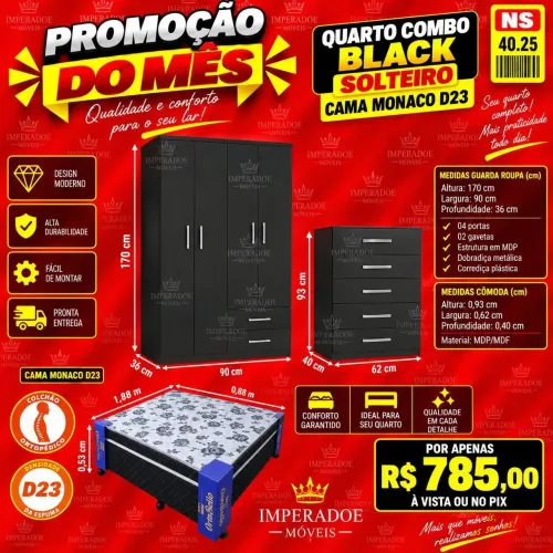 Como quarto Black solteiro