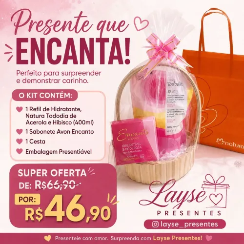 Kit de Refil de  Hidratante Corporal Natura e Sabonete Encanto Avon 