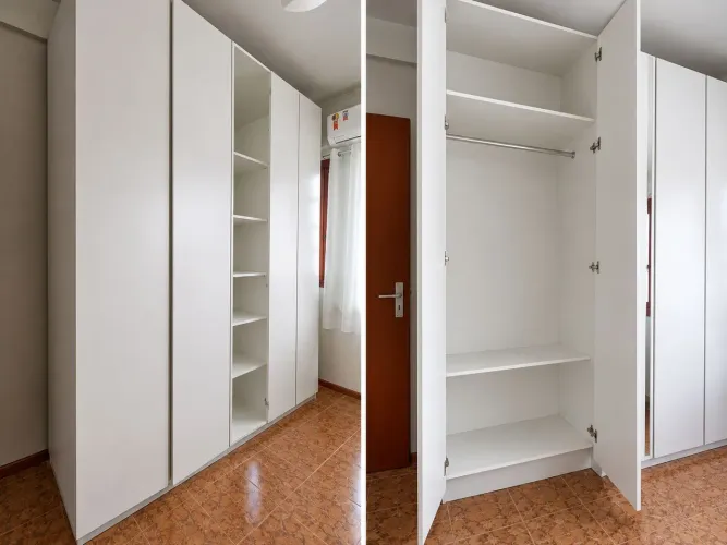 Guarda-Roupa 5 Portas MDF Branco com Espelho e Gavetas