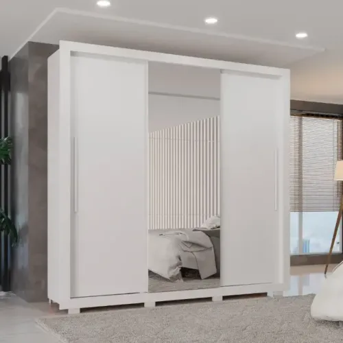 Guarda Roupa Paraty Branco Com Espelho 2m10